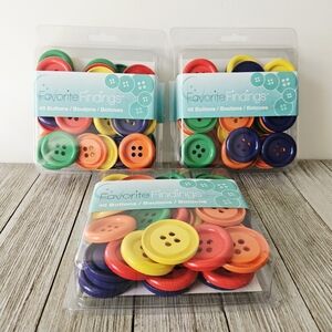 3 Packs 40 PCs ea. Colorful 1-3/8" (34mm) Buttons by Favorite Findings Big 4-Hol